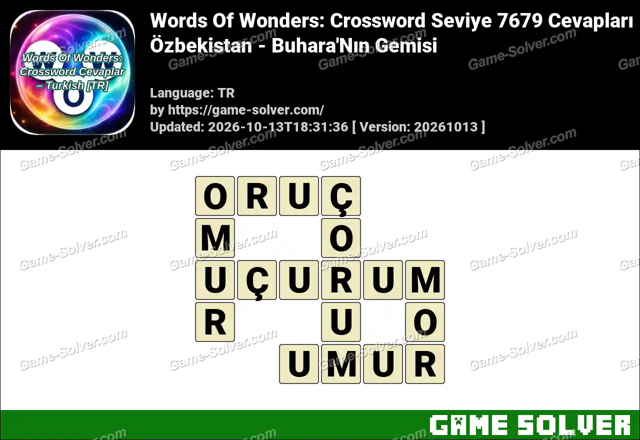 Words Of Wonders: Crossword Seviye 7679 Cevapları – Özbekistan – Buhara’Nın Gemisi